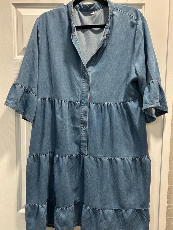 Time and Tru Dresses & Skirts - Time and Tru Light Blue Tiered Denim Midi Dress